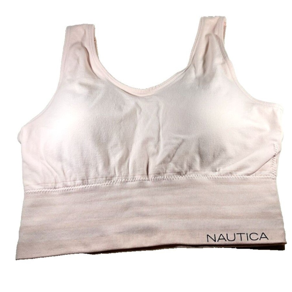 Nautica Intimates Sport Bra Pullover Beige Size 1X See Photos Removable Pads EUC